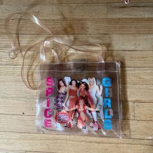 Vintage NEW Spice Girls clear vinyl tote bag with turn closure 10”x10” unused